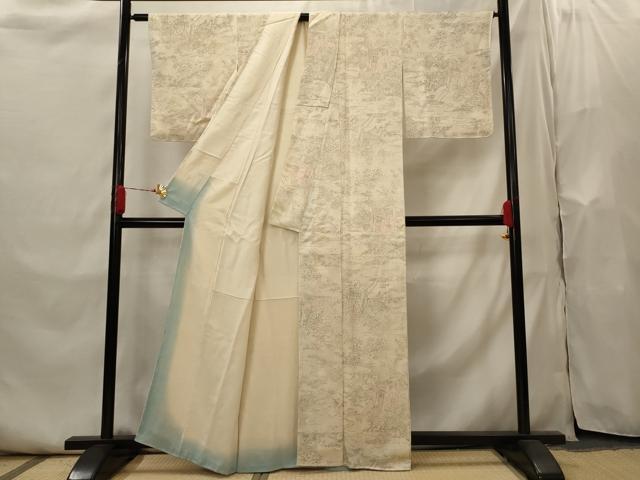 平和屋着物■上質な小紋　御所車花文　正絹　逸品　AABI0234st