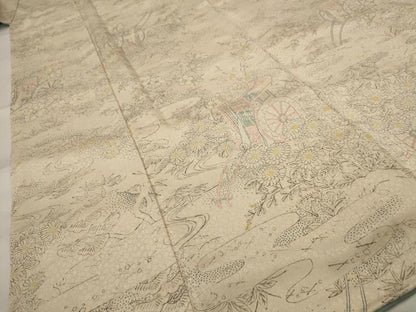 平和屋着物■上質な小紋　御所車花文　正絹　逸品　AABI0234st