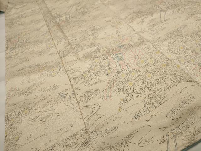平和屋着物■上質な小紋　御所車花文　正絹　逸品　AABI0234st