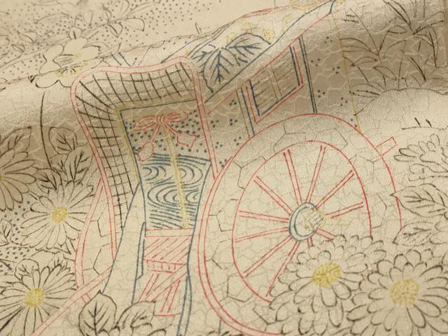 平和屋着物■上質な小紋　御所車花文　正絹　逸品　AABI0234st