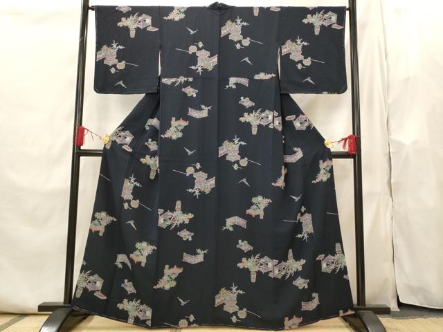平和屋着物■上質な小紋　陶器花文　正絹　逸品　AABI0236st