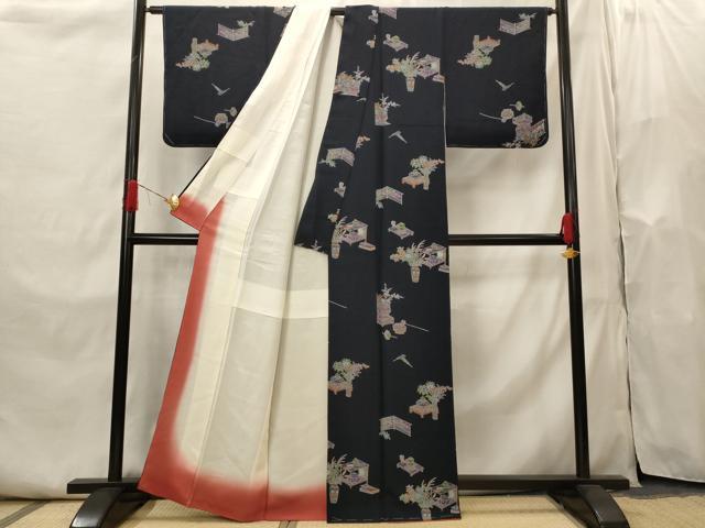 平和屋着物■上質な小紋　陶器花文　正絹　逸品　AABI0236st