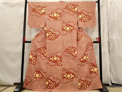 平和屋着物■上質な小紋　総絞り　雲取り花文　正絹　逸品　AABI0245st