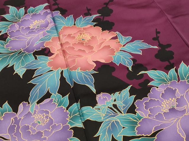 平和屋着物■豪華振袖　草花文　黒地　正絹　逸品　AABI0246st 平和屋着物□豪華振袖 草花文 黒地 正絹 逸品 AABI0246st - メルカリ