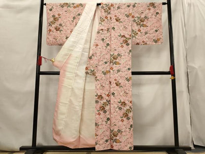 平和屋着物■上質な小紋　草花文　金銀彩　正絹　逸品　AABI0248st