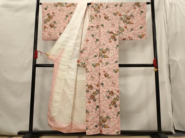 平和屋着物■上質な小紋　草花文　金銀彩　正絹　逸品　AABI0248st