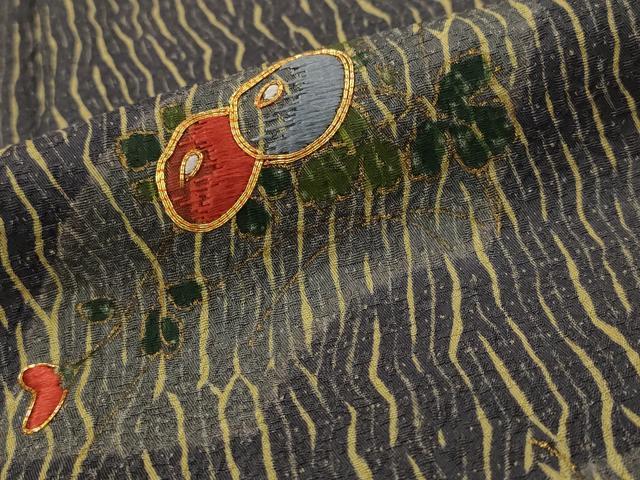 平和屋着物■訪問着　駒刺繍　地紙花文　金彩　正絹　逸品　AABI0253st