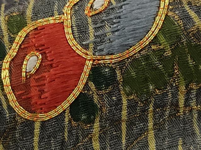 平和屋着物■訪問着　駒刺繍　地紙花文　金彩　正絹　逸品　AABI0253st