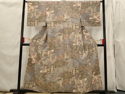 平和屋着物■上質な小紋　更紗花文　正絹　逸品　AABI0255st