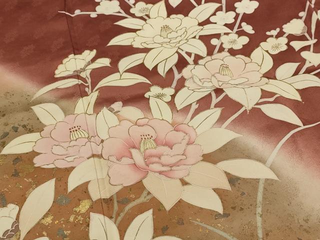 平和屋着物■訪問着　刺繍　草花文　暈し染め　金彩　正絹　逸品　AABI0256st