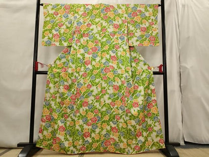 平和屋着物■上質な小紋　楓　正絹　逸品　未使用　AABI0259st