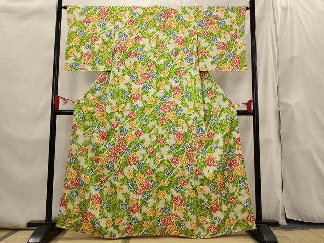 平和屋着物■上質な小紋　楓　正絹　逸品　未使用　AABI0259st