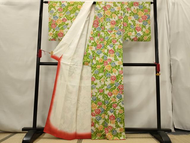平和屋着物■上質な小紋　楓　正絹　逸品　未使用　AABI0259st 平和屋着物□上質な小紋 楓 正絹 逸品 未使用 AABI0259st