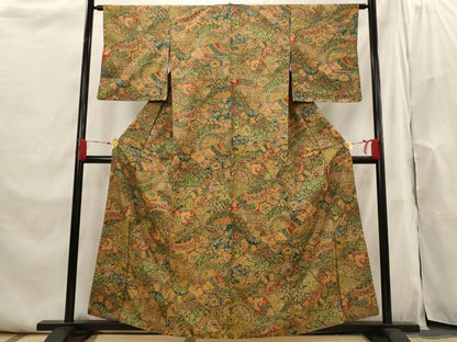 平和屋着物■本場染大島紬　花鳥文　正絹　逸品　AABI0263st
