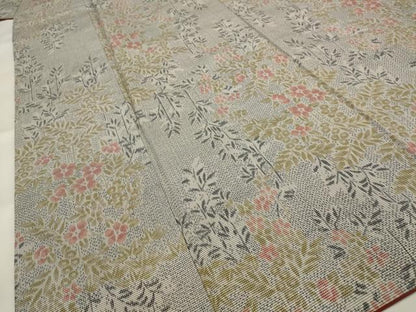 平和屋着物■上質な紬　草花文　正絹　逸品　未使用　AABI0266st