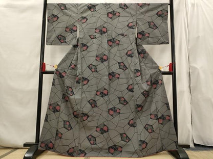 平和屋着物■本場大島紬　切り嵌め蔦の葉文　正絹　逸品　AABI0267st