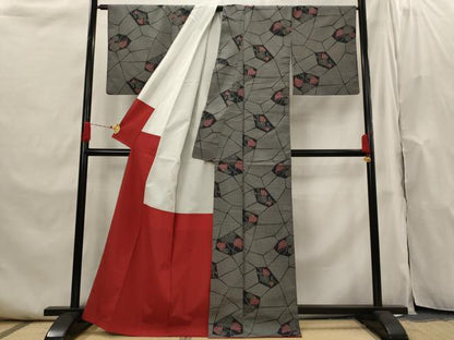 平和屋着物■本場大島紬　切り嵌め蔦の葉文　正絹　逸品　AABI0267st
