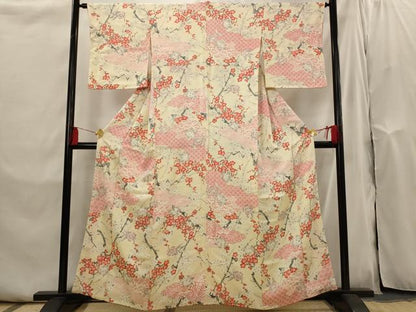 平和屋着物■上質な小紋　枝梅文　金彩　大丸扱い　正絹　逸品　AABI0282st