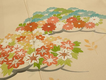 平和屋着物■訪問着　友禅　花松文　正絹　逸品　AABI0287st