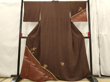 平和屋着物■訪問着　絞り　草花文　金彩　正絹　逸品　AABI0290st