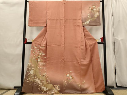 平和屋着物■訪問着　駒刺繍　花松文　暈し染め　金彩　正絹　逸品　AABI0291st