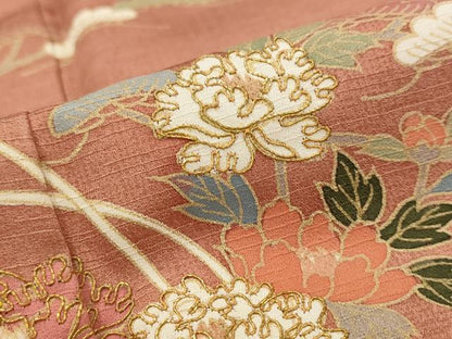 平和屋着物■訪問着　駒刺繍　花松文　暈し染め　金彩　正絹　逸品　AABI0291st