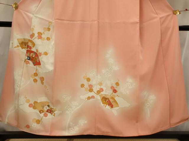 平和屋着物■訪問着　友禅　駒刺繍　地紙枝花文　暈し染め　金彩　正絹　逸品　AABI0293st