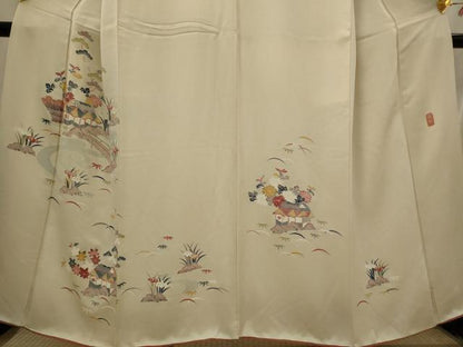 平和屋着物■訪問着 友禅 作家物 風景花文 正絹 逸品 AABI0296st