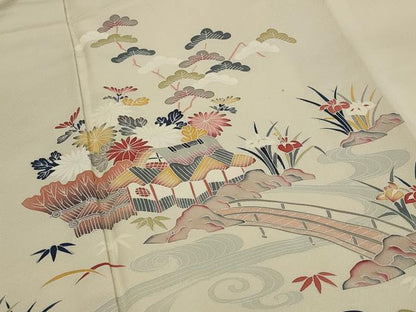 平和屋着物■訪問着 友禅 作家物 風景花文 正絹 逸品 AABI0296st
