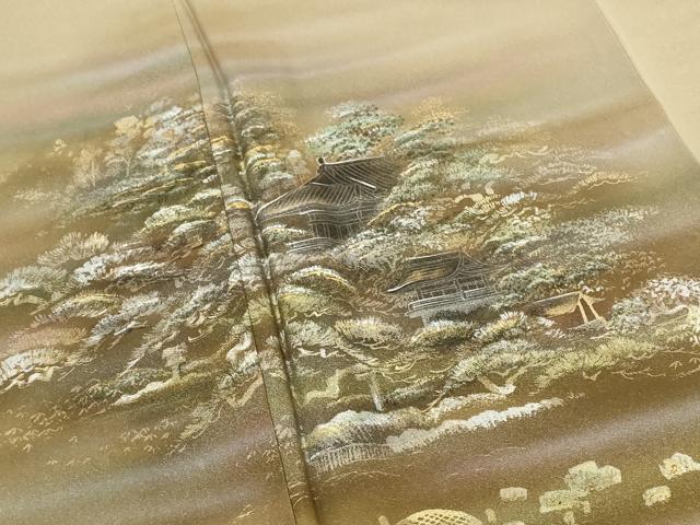 平和屋着物■訪問着　風景文　暈し染め　金彩　正絹　逸品　AABI0299st 平和屋着物□訪問着 風景文 暈し染め 金彩 正絹 逸品 AABI0299st