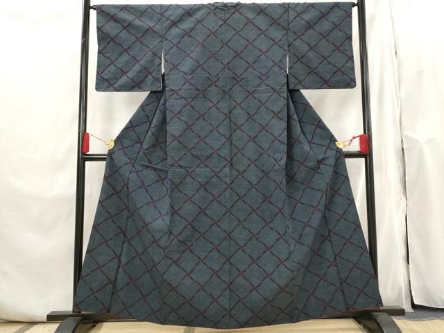 平和屋着物■上質な紬　網目文　正絹　逸品　AABI0302st 平和屋着物□上質な紬 網目文 正絹 逸品 AABI0302st