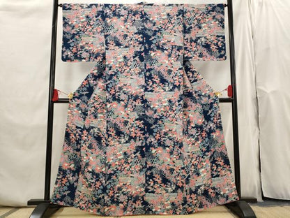 平和屋着物■上質な小紋 鳳凰花文 金彩 鬼しぼ縮緬 正絹 逸品 未使用 AABI0305st