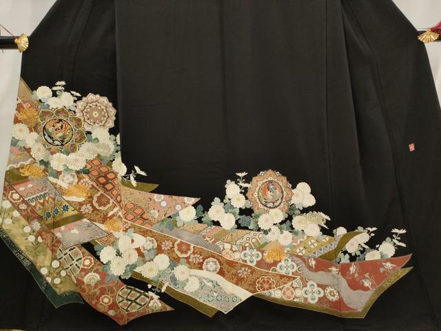 平和屋着物■豪華黒留袖　作家物　駒刺繍　熨斗更紗花鳥文　金彩　正絹　逸品　AABI0307st 楽天市場】平和屋着物□豪華黒留袖 駒刺繍 尾長鳥霞文 金糸 正絹 逸品