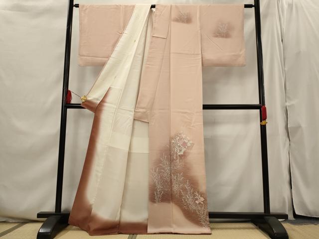 平和屋着物□訪問着 刺繍 草花文 暈し染め 正絹 逸品 AABI0309st