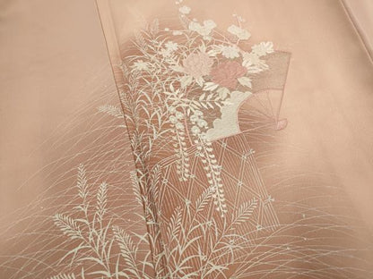 平和屋着物■訪問着　刺繍　草花文　暈し染め　正絹　逸品　AABI0309st
