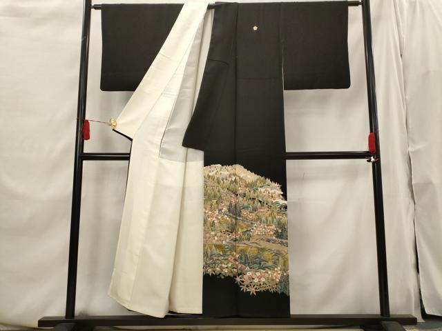 平和屋着物■豪華黒留袖 友禅 作家物 風景文 正絹 逸品 AABI0311st