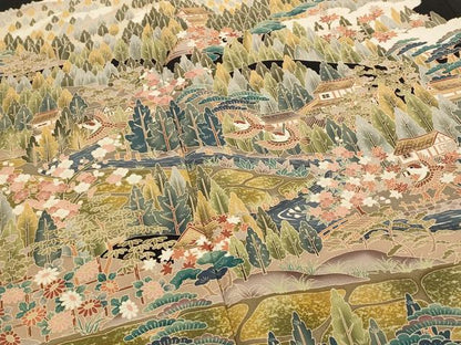 平和屋着物■豪華黒留袖 友禅 作家物 風景文 正絹 逸品 AABI0311st