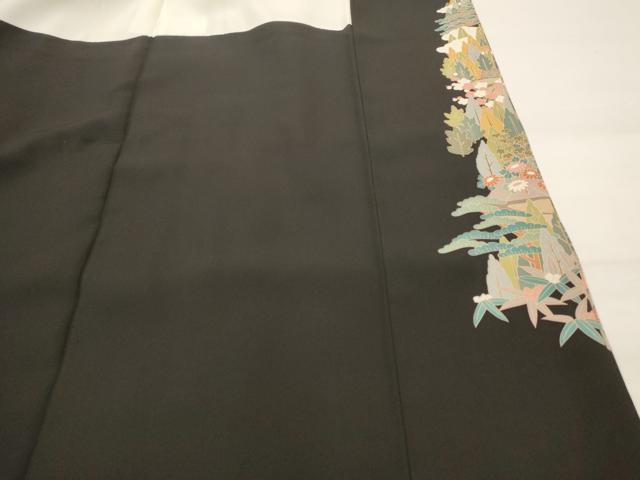 平和屋着物■豪華黒留袖 友禅 作家物 風景文 正絹 逸品 AABI0311st