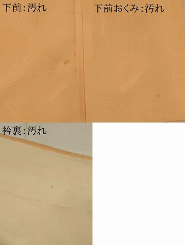 平和屋着物■上質な色無地 幾何学地紋 洒落柿色 正絹 逸品 AABI0312st