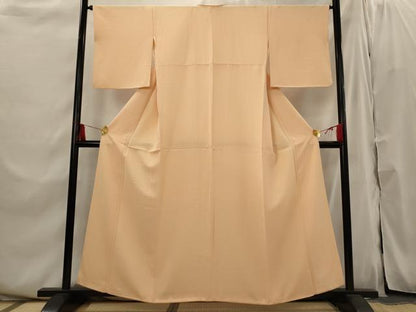 平和屋着物■上質な色無地 幾何学地紋 洒落柿色 正絹 逸品 AABI0312st