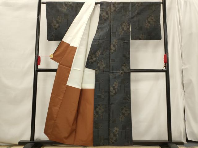 平和屋着物□本場大島紬 草花文 正絹 逸品 AABI0315st