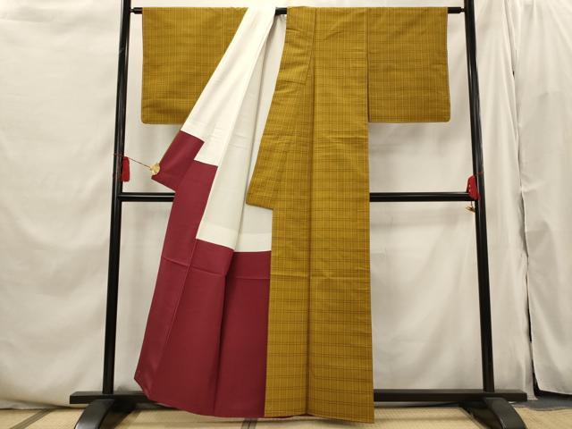 平和屋着物■本場縞大島紬　格子　正絹　逸品　未使用　AABI0316st 平和屋着物□本場縞大島紬 格子 正絹 逸品 未使用 AABI0316st
