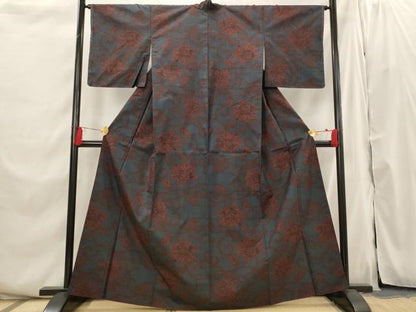平和屋着物■本場大島紬　7マルキ　唐草花文　正絹　逸品　AABI0317st
