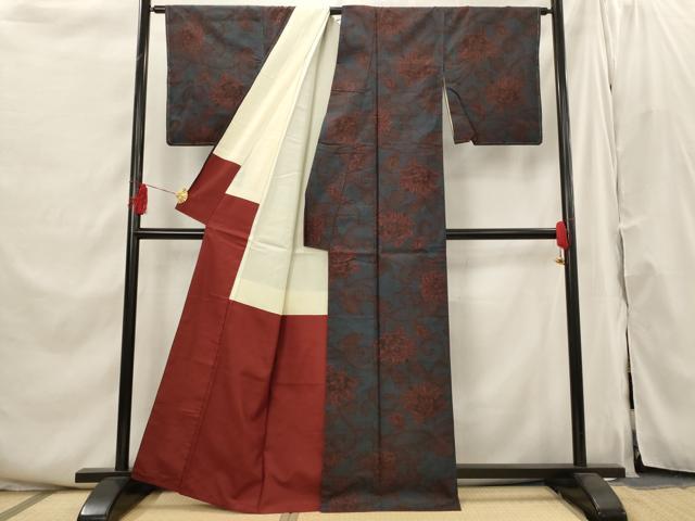 平和屋着物■本場大島紬　7マルキ　唐草花文　正絹　逸品　AABI0317st 平和屋着物□本場大島紬 7マルキ 唐草花文 正絹 逸品 AABI0317st