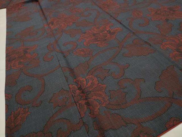 平和屋着物■本場大島紬　7マルキ　唐草花文　正絹　逸品　AABI0317st 平和屋着物□本場大島紬 7マルキ 唐草花文 正絹 逸品 AABI0317st