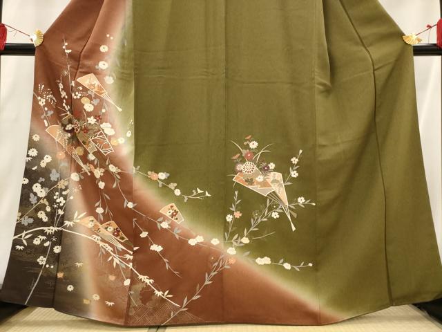 平和屋着物■訪問着　扇花文　暈し染め　金彩　正絹　逸品　AABI0318st 平和屋着物□訪問着 扇花文 暈し染め 金彩 正絹 逸品 AABI0318st