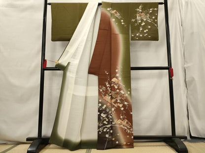 平和屋着物■訪問着 扇花文 暈し染め 金彩 正絹 逸品 AABI0318st