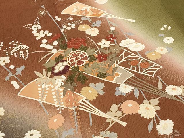 平和屋着物■訪問着　扇花文　暈し染め　金彩　正絹　逸品　AABI0318st 平和屋着物□訪問着 扇花文 暈し染め 金彩 正絹 逸品 AABI0318st