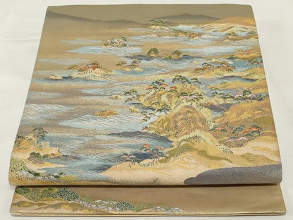 平和屋着物◎太鼓柄袋帯　唐織　九百錦　日本三大名所　引箔　正絹　逸品　AABI0326ou