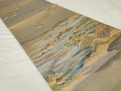 平和屋着物◎太鼓柄袋帯　唐織　九百錦　日本三大名所　引箔　正絹　逸品　AABI0326ou